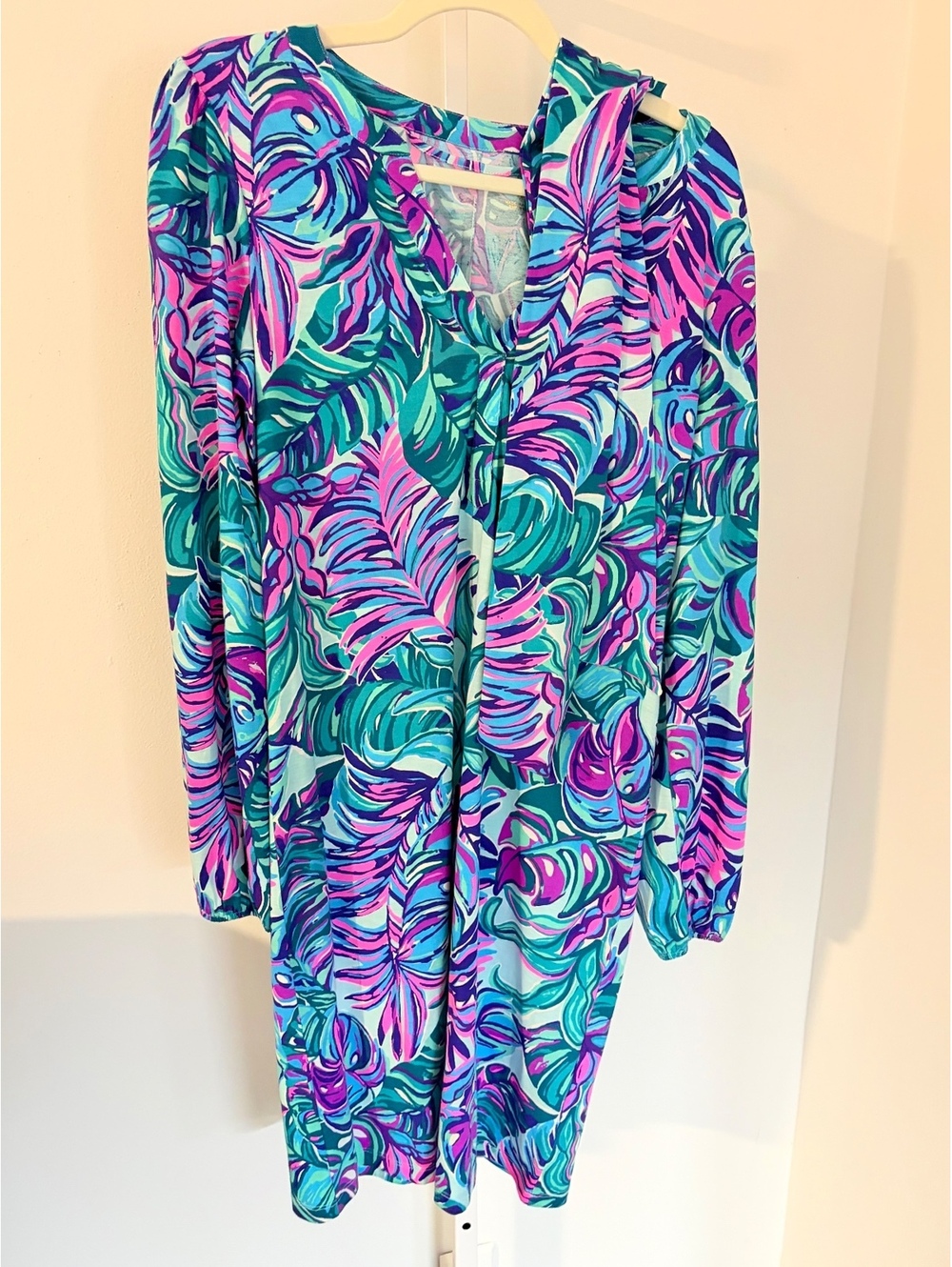 Lilly Pulitzer Medium Tropical Leaf Print Long Sleeve Dress